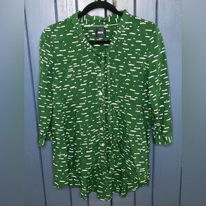 Anthropologie Maeve Green White Cloud Print Shirt Small Preppy Boho Goblin Core